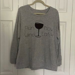 Large gray long sleeve top